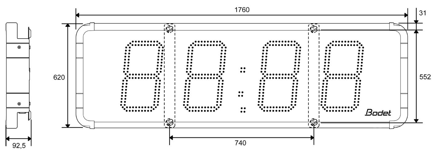 Габаритные размеры часов BODET HMT LED 45