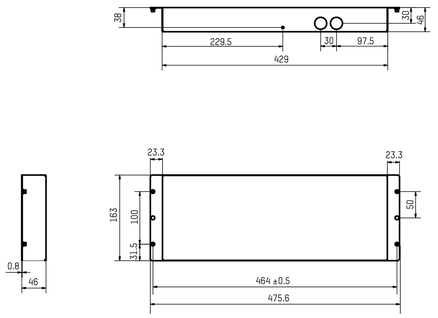 Габаритные размеры BODET STYLE II 10 Recess Mounting