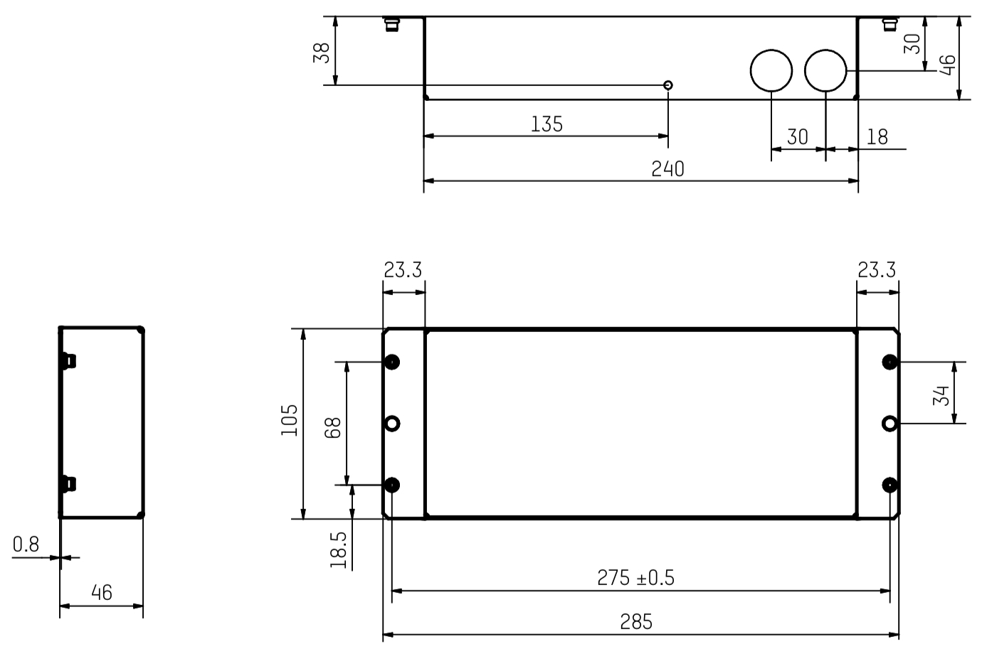 Габаритные размеры BODET STYLE II 5 Recess Mounting