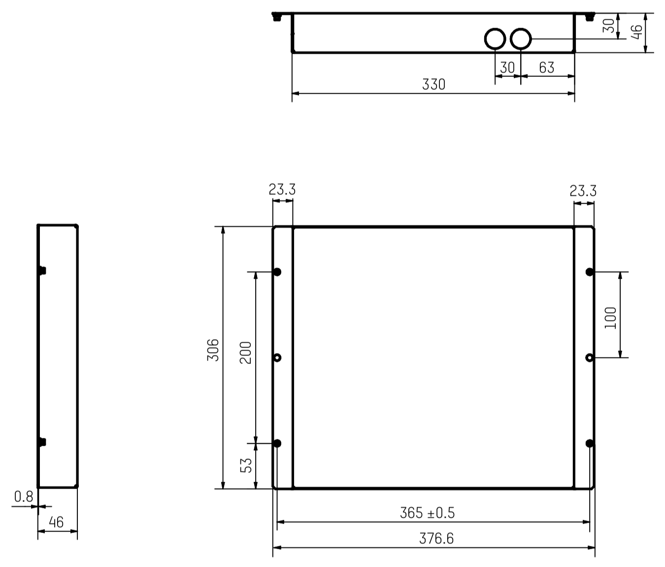 Габаритные размеры BODET STYLE II 7 DATE Recess Mounting