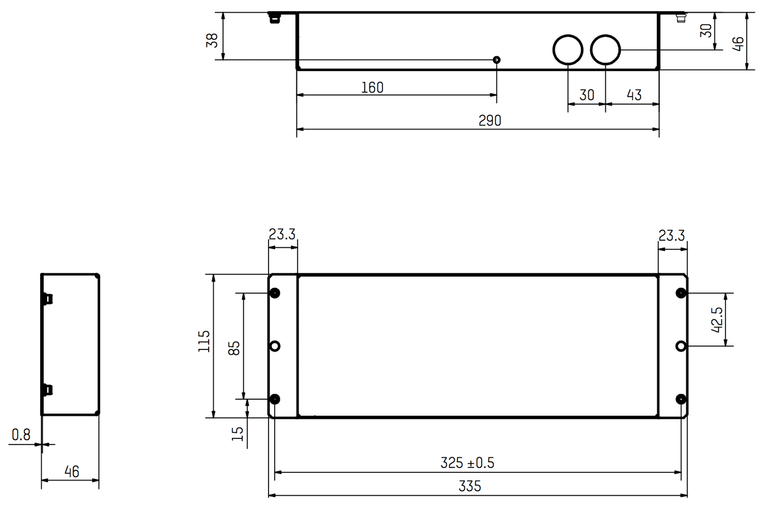 Габаритные размеры BODET STYLE II 7 Recess Mounting